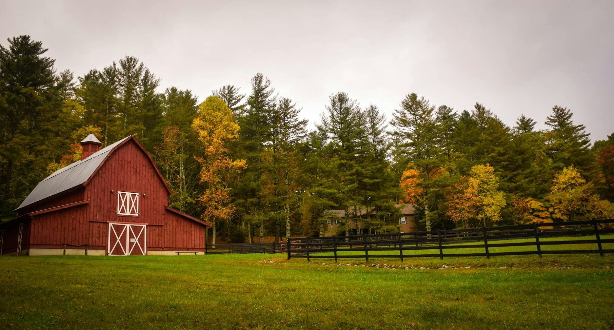A farm in the background